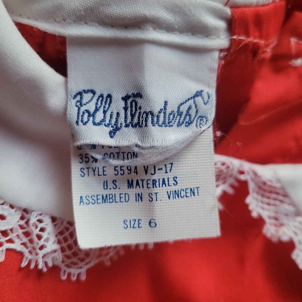 Polly Flinders Vintage EUC Red Christmas Embroidered Smocked  Dress, Size 6 - Picture 9 of 11